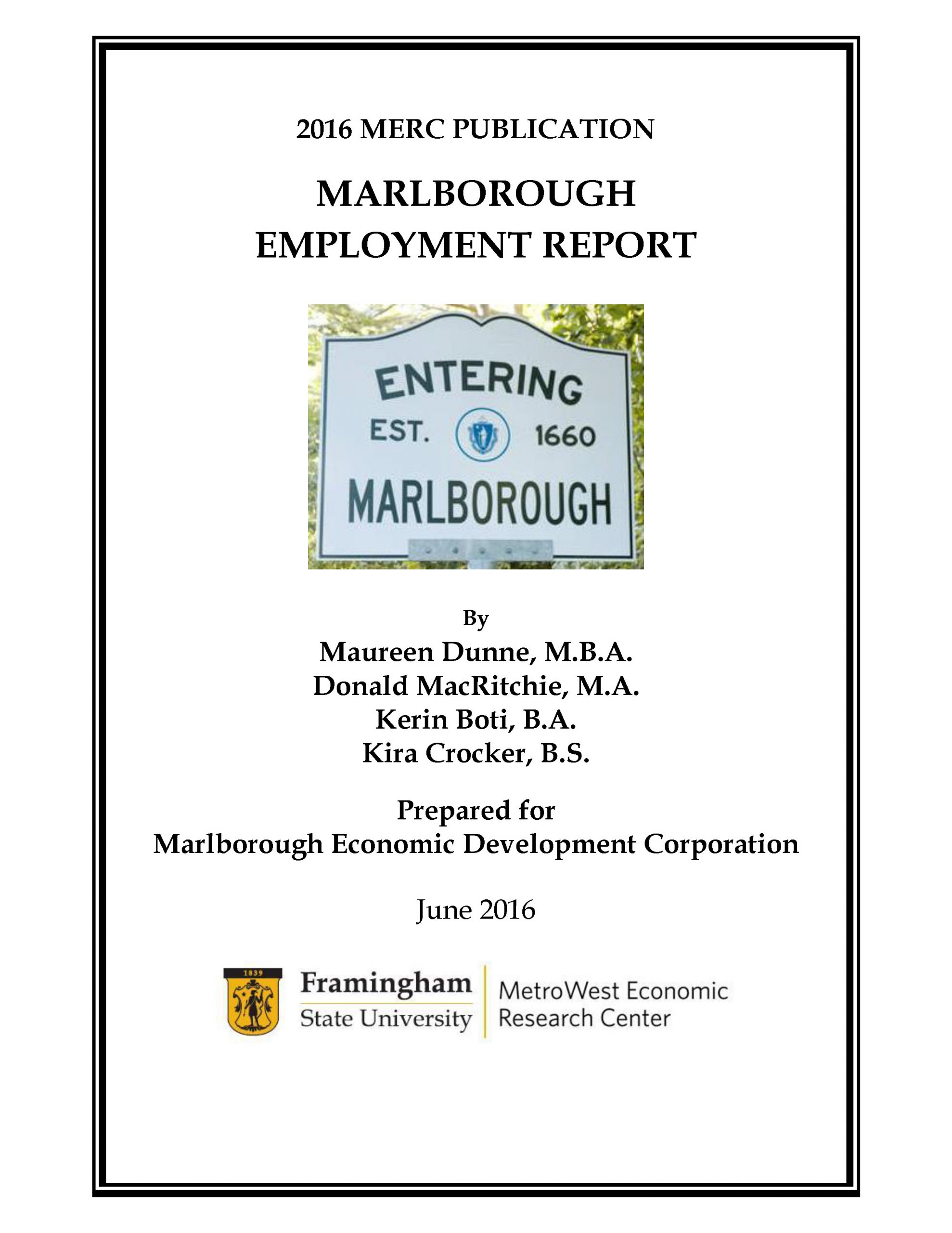 MERC Special Report: I-495/95 South Regional Technology Economic Target Area Economic Characteristics 2004 cover page